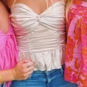 Free-people Women's Cream and Tan Blouse